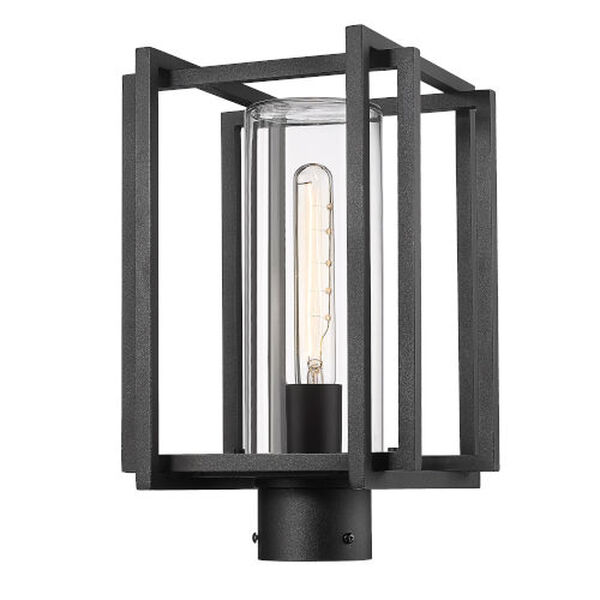 Tribeca Natural Black One-Light Outdoor Post Mount with Clear Glass Shade, image 3